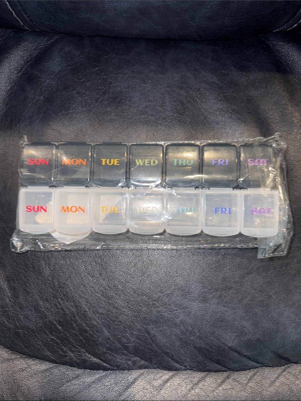2  X  Daily Compartment Pill Organizer - Clear and Black - Large